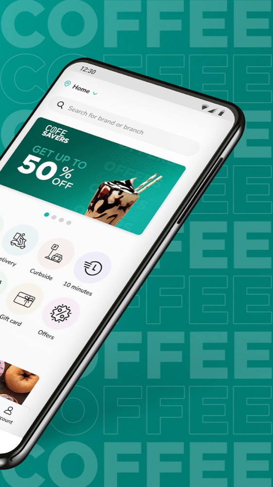 COFE app brand menu with drink categories